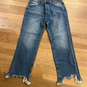 Women's Blue Frayed Hem Jeans